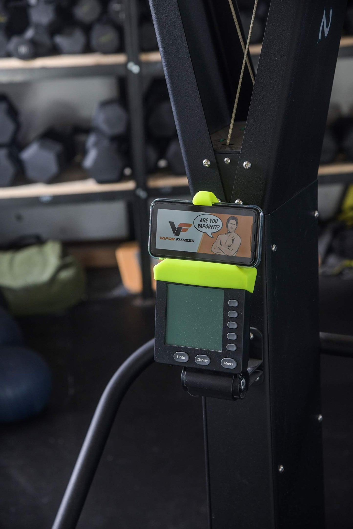 Phone Holder Made for PM5 Monitors of Concept 2 Rower, SkiErg and BikeErg - Silicone Smartphone Cradle Compatible with Concept 2 Rowing Machine. Ideal Rower Accessories