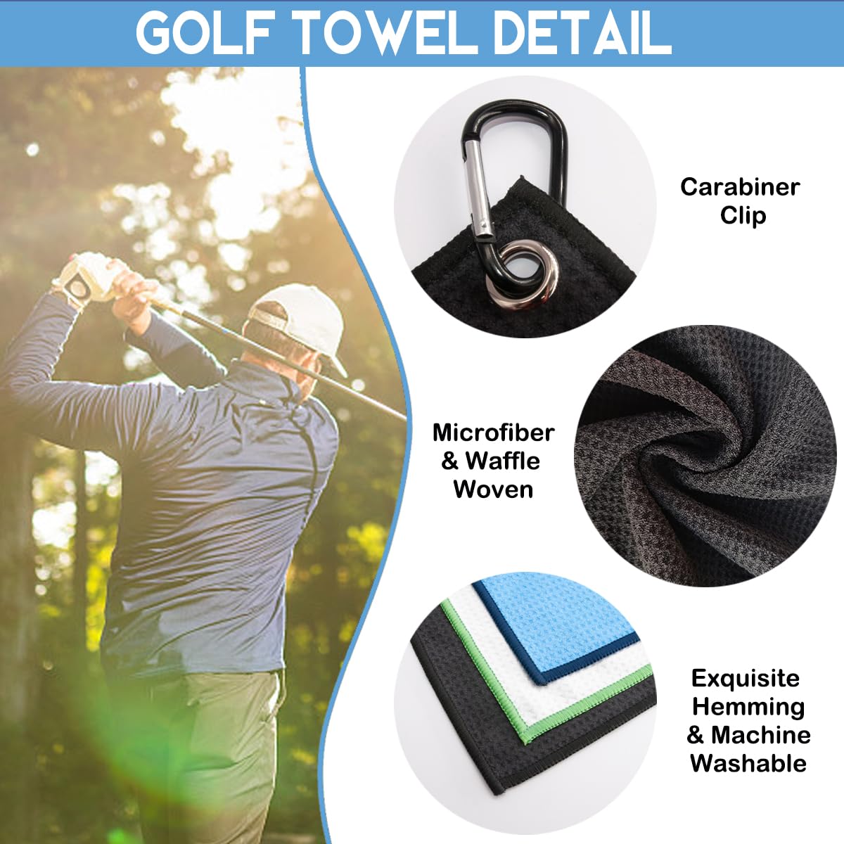 GEYGIE Never Underestimate an Old Man with A Golf Club Printed Microfiber Golf Towel, Funny Golf Towel Gifts and Golf Accessories for Men Dad Grandpa, Birthday Gift for Golf Lover