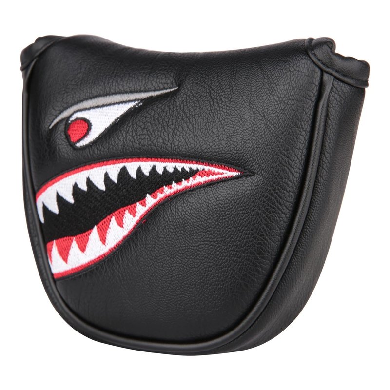 OGECLF 1pc Black Leather with Shark Embroidery Golf Club Mallet Putter Head Cover with Magnetic Closure for Scotty Cameron Taylormade Odyssey
