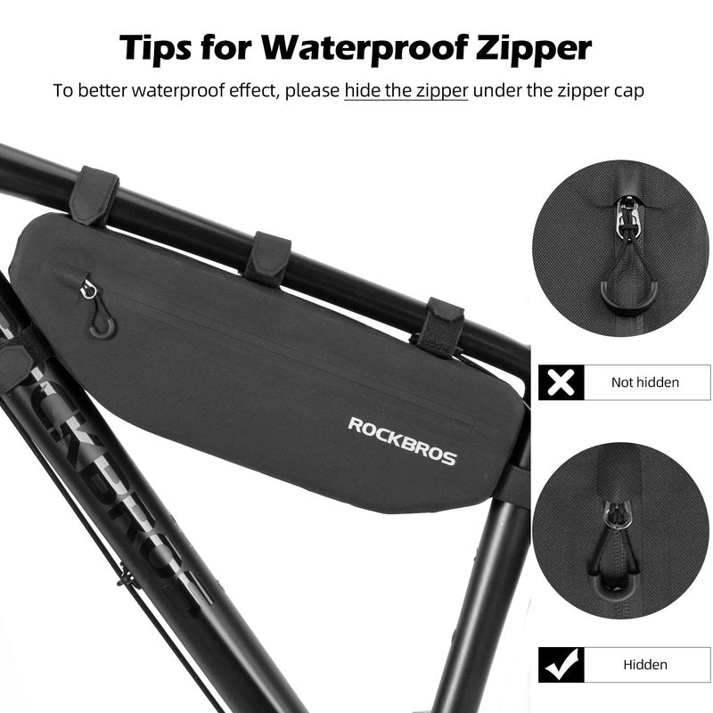 ROCKBROS Bike Frame Bag Waterproof Bike Triangle Bag Bicycle Under Top Tube Bag Corner Pouch Storage Bag Approx. 3 Litres for Cycling Accessories