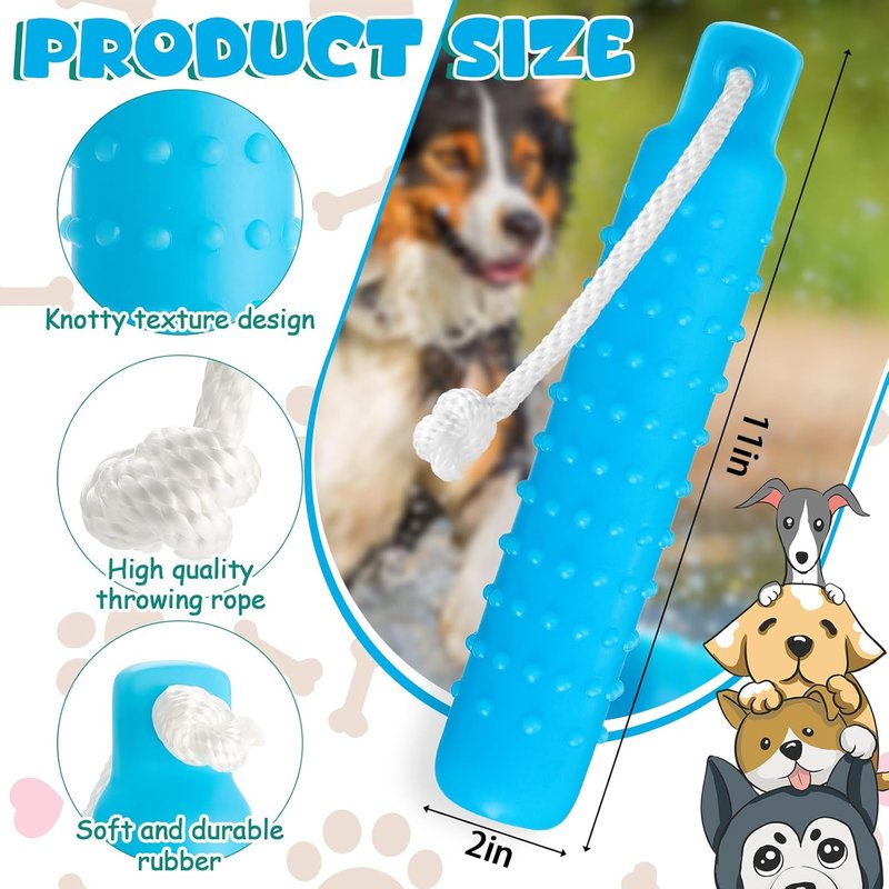 Dog Float Bumper Toy - 2 Pcs Lightweight Retriever Dummy for Pool Fetch | 11 x 2 Inch, Blue & Green