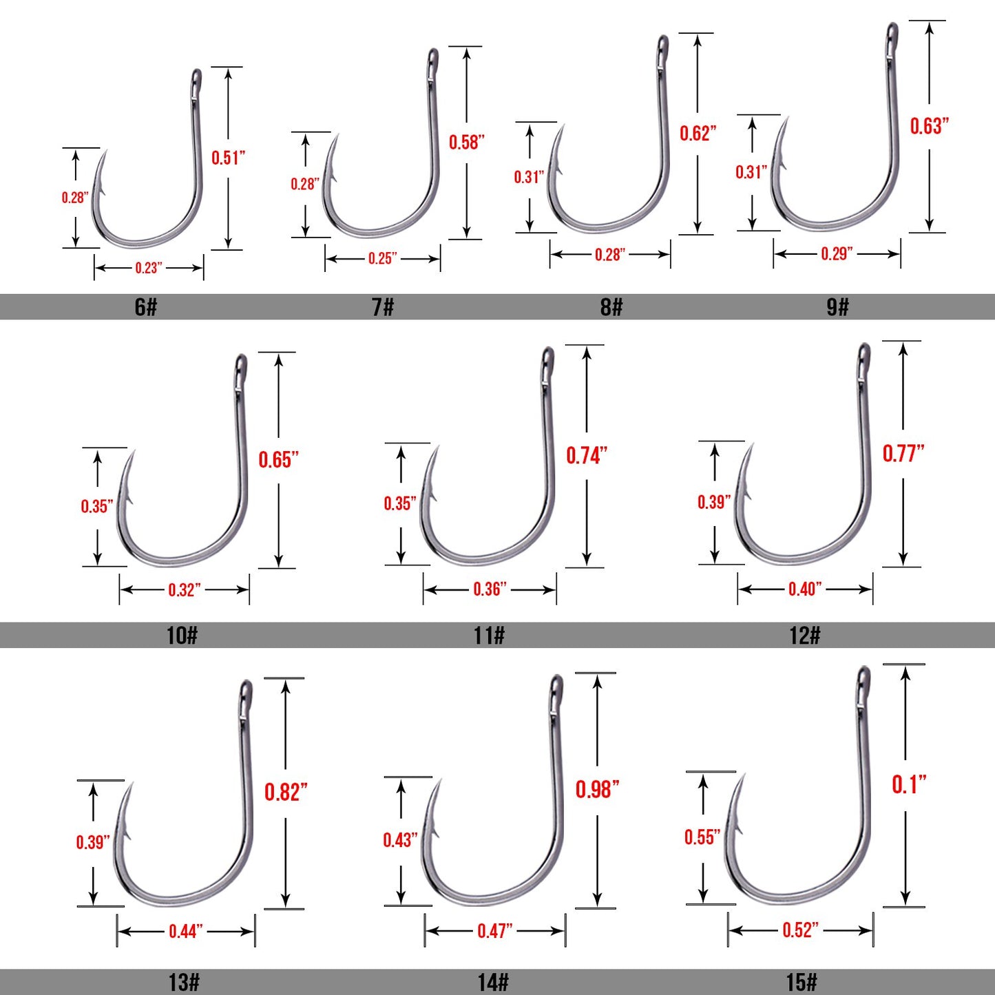 Goture Jig Hooks Set Kit with Fishing Tackle Box Fish Head Hooks (Fish Hook 500pcs（#6-#15）)