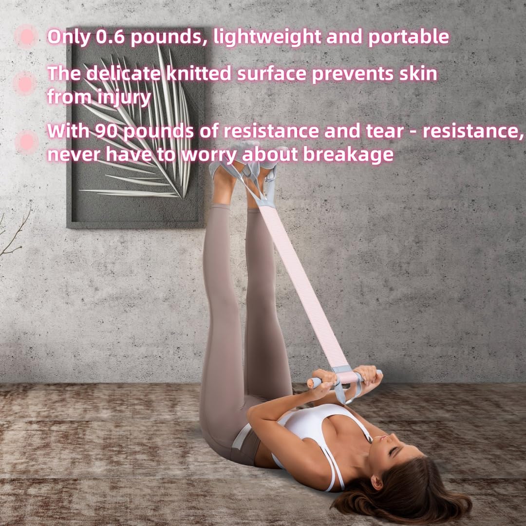 Multifunctional Tension Rope Set – Sit-Up Assistance, Knitted Fitness Equipment for Abdominal/Waist/Arm/Leg Stretching & Weight Loss Training (Baby Pink)