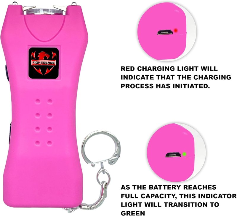 Super Heavy Duty Keychain Stun Gun - Rechargeable Self Defense Device with Flashlight | Nylon Holster Included