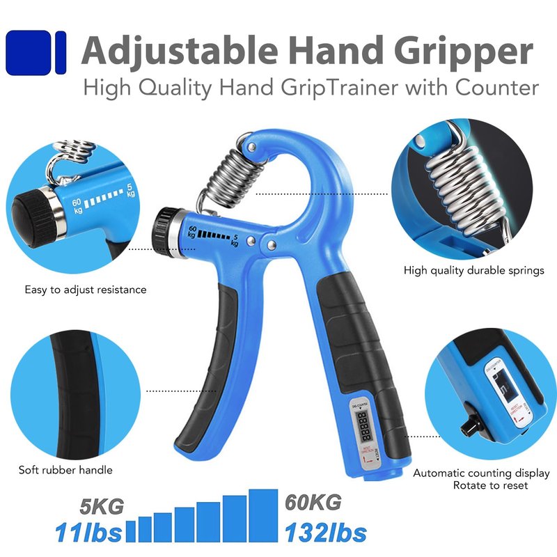EASJOY Grip Strength Trainer Kit with Finger Exerciser, Hand Grip Strengthener, Hand Extension Exerciser, Stress Relief Ball, Grip Ring, Gyro Ball for Muscle Building and Injury Recover
