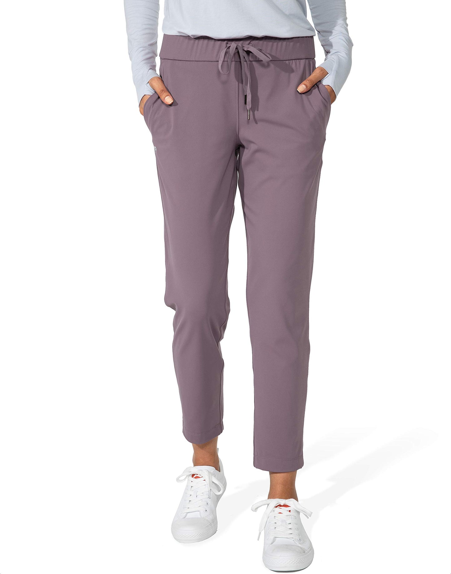 G Gradual Women's Pants with Deep Pockets 7/8 Stretch Sweatpants for Women Athletic, Golf, Lounge, Work (Dusty Purple, Large)