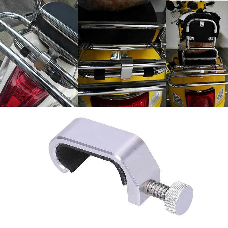 EVGATSAUTO Bag Frame Hook for Motorcycle Luggage Racks – CNC Aluminum Alloy Adjustable Frame Hook Compatible with GTS, LX, and LXV Luggage Systems (Silver)
