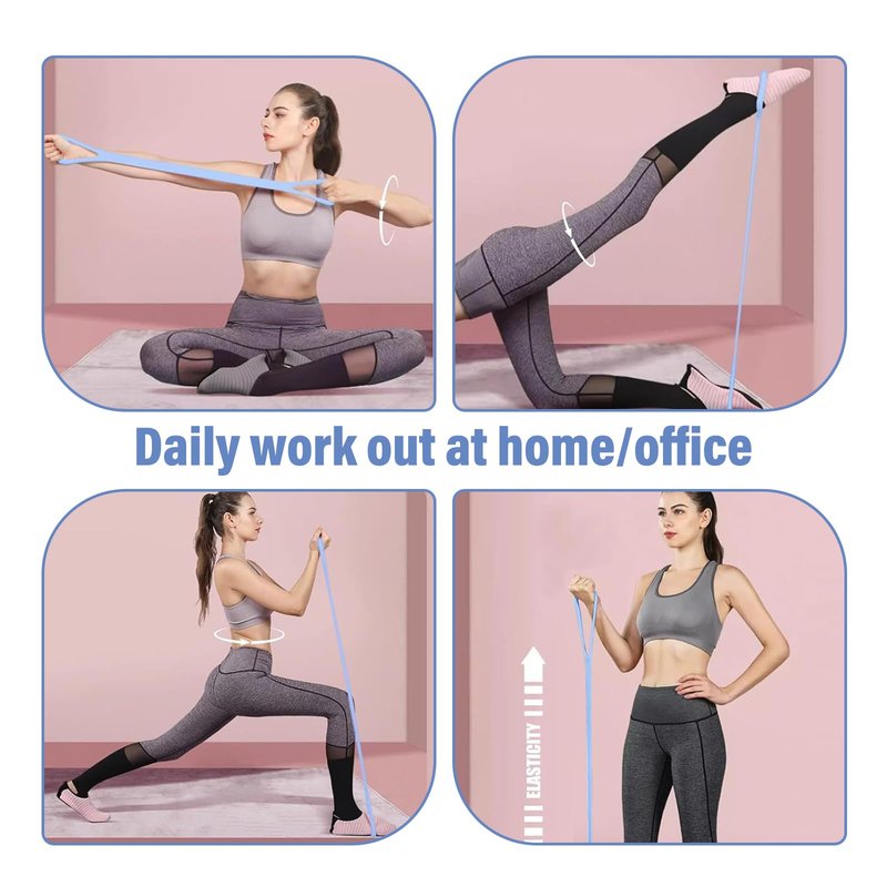 Figure 8 Fitness Resistance Band, Arm Back Shoulder Exercise Elastic Rope Stretch Fitness Band, Foot, Leg, Hand Stretcher, Arm Exerciser for Yoga Pilates Stretching Physical Therapy（Purple and Blue