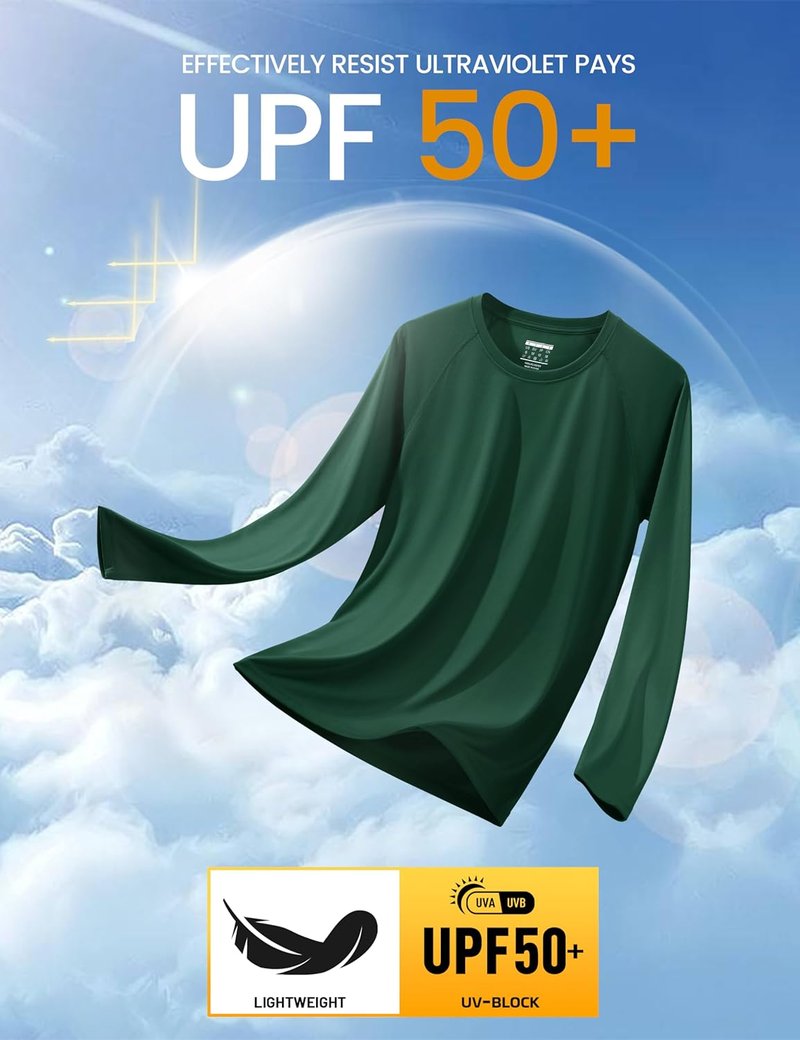 Men's Long Sleeve Athletic Shirt - UPF 50+ UV Sun Protection for Hiking, Running & Workouts