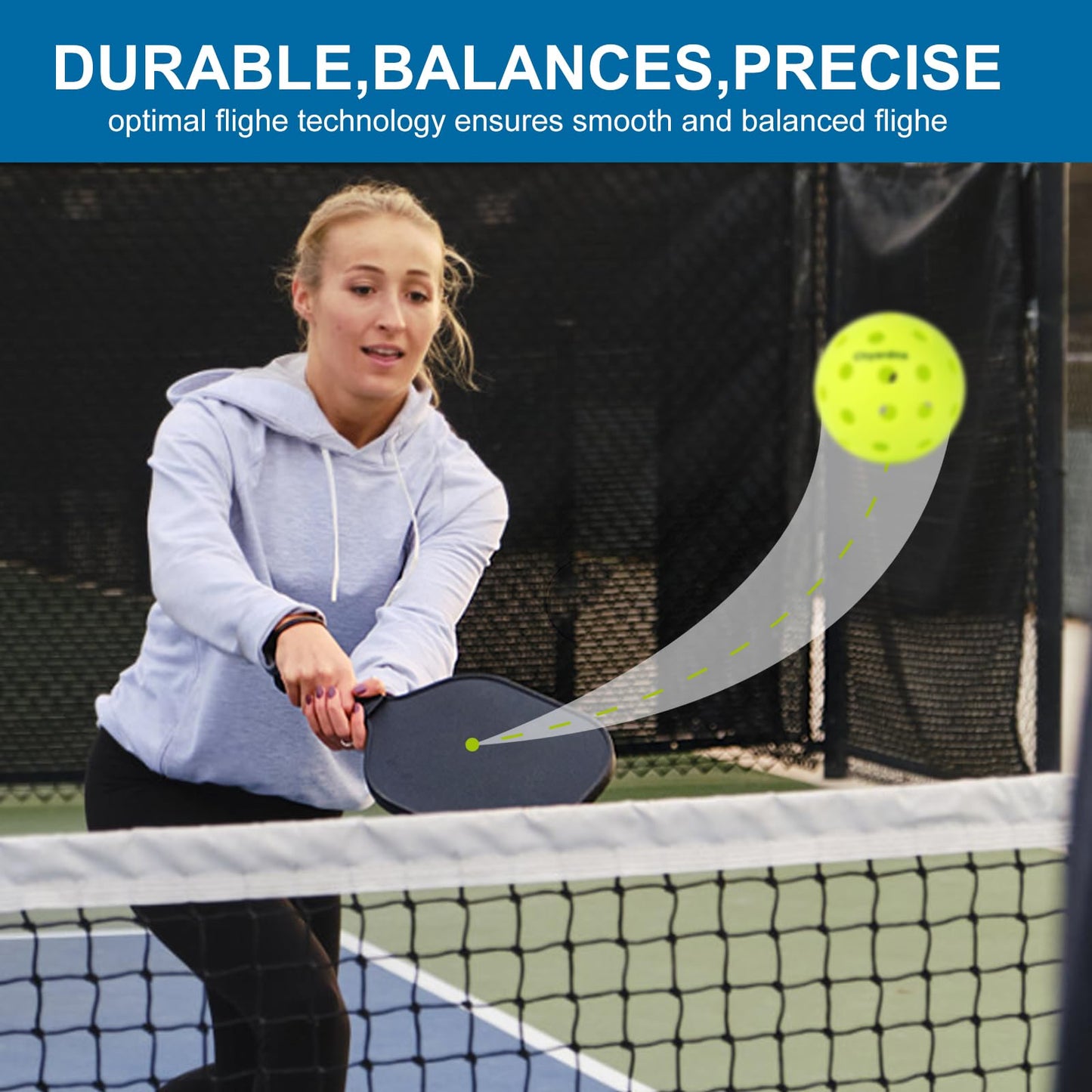 chyardna Outdoor Pickleball Balls |Meet USAPA Official Requirement | Perfectly Balanced,Durable (Green, 6)