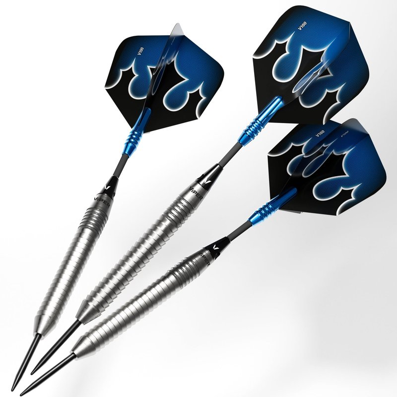 Viper Shot King Steel Tip Darts, 80% Tungsten Darts Metal Tip Dart Set for Bristle Dart Board, Carbon Fiber Shafts, Includes Nomad Case and Accessories