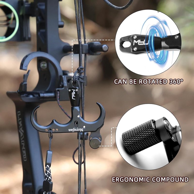 Compound Bow Thumb Release - 360-Degree Rotational Automatic Closure | Adjustable for Adults & Youth Archery