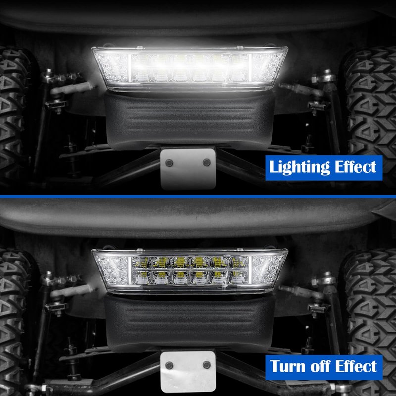 NOKINS Club Car Precedent Light Kit with Bumper for Club Car Precedent 2004-UP Electric Gas Golf Cart - 12V LED Headlight & Turn Signal Light(Fit #102524800/1025248-01) (Single Front Light)