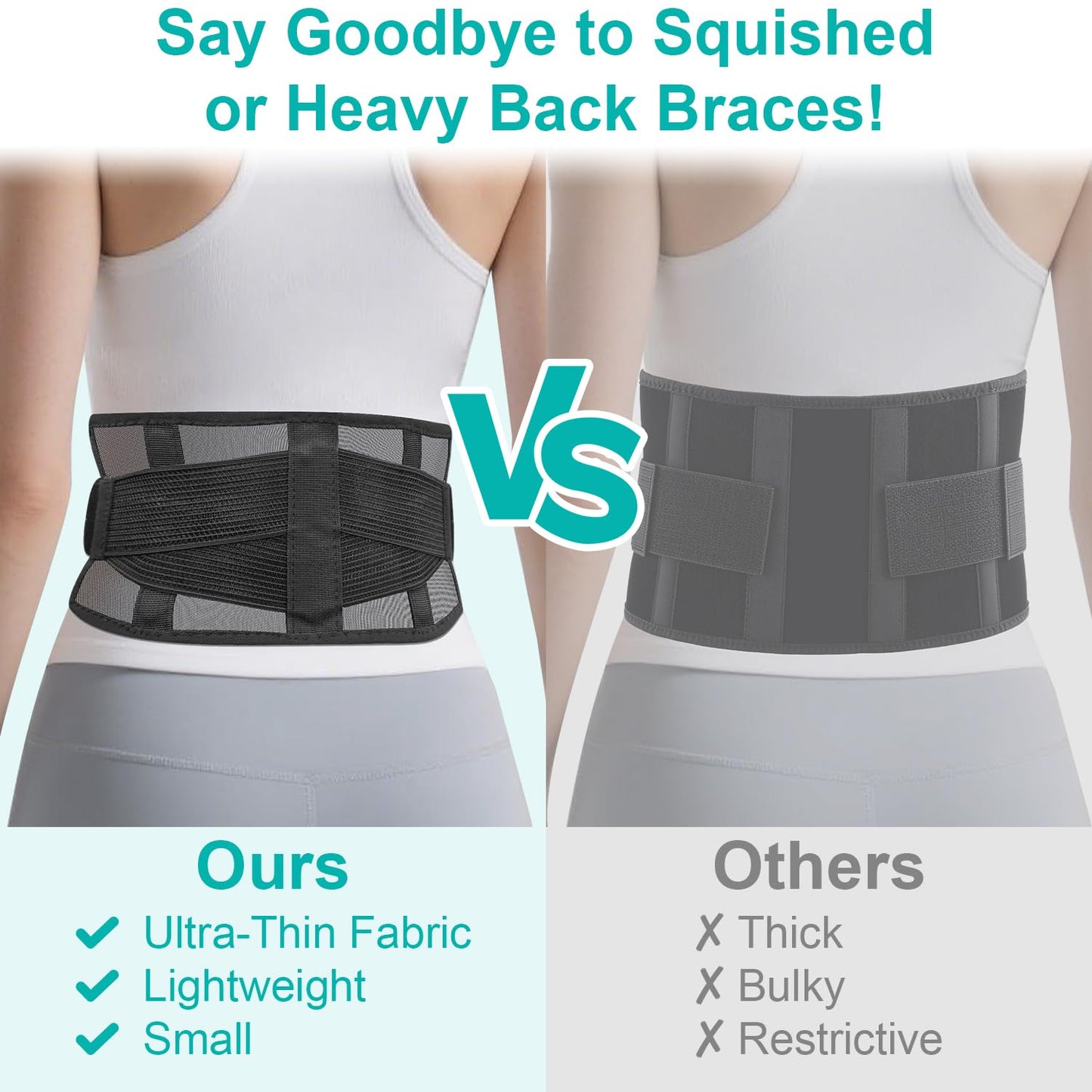 TitanGuard Ultra-Thin & Lightweight Back Brace for Lower Back Pain,Sciatica,Scoliosis,Slipped Disc- Breathable & Adjustable Back Brace Belt for Women and Men under clothes,Black.