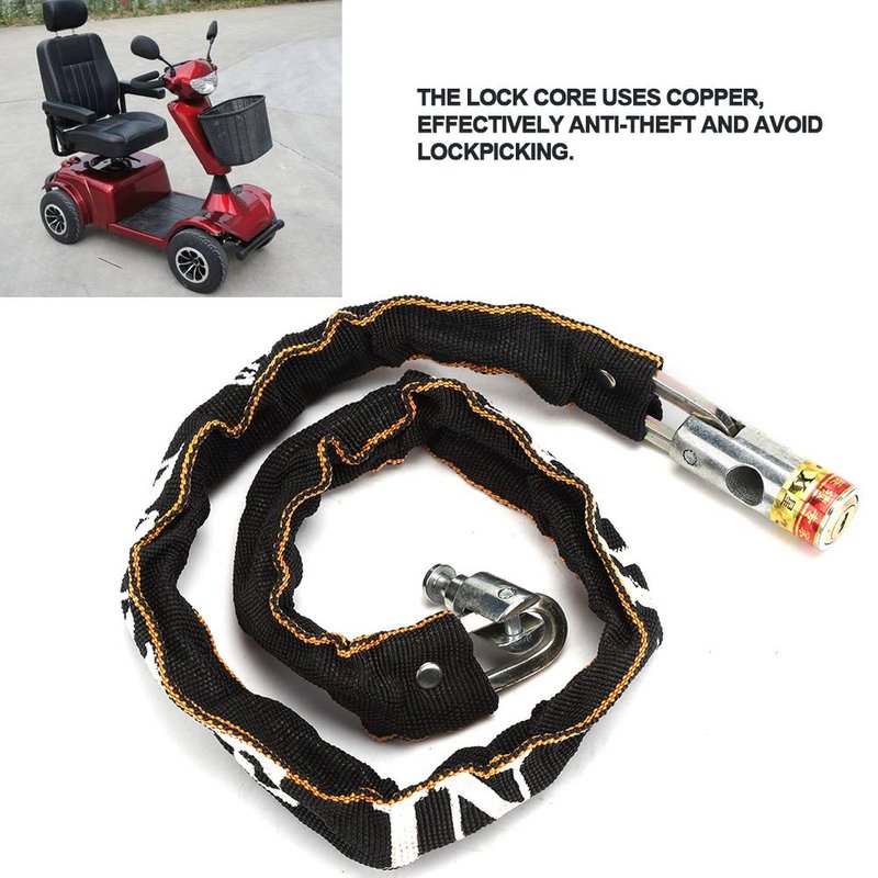 Chain Lock, Anti Theft Motorcycle Mobility Scooter Chain Lock with 2 Keys, Bike Lock for Wheelchair Gate Door Fence, 80cm Length