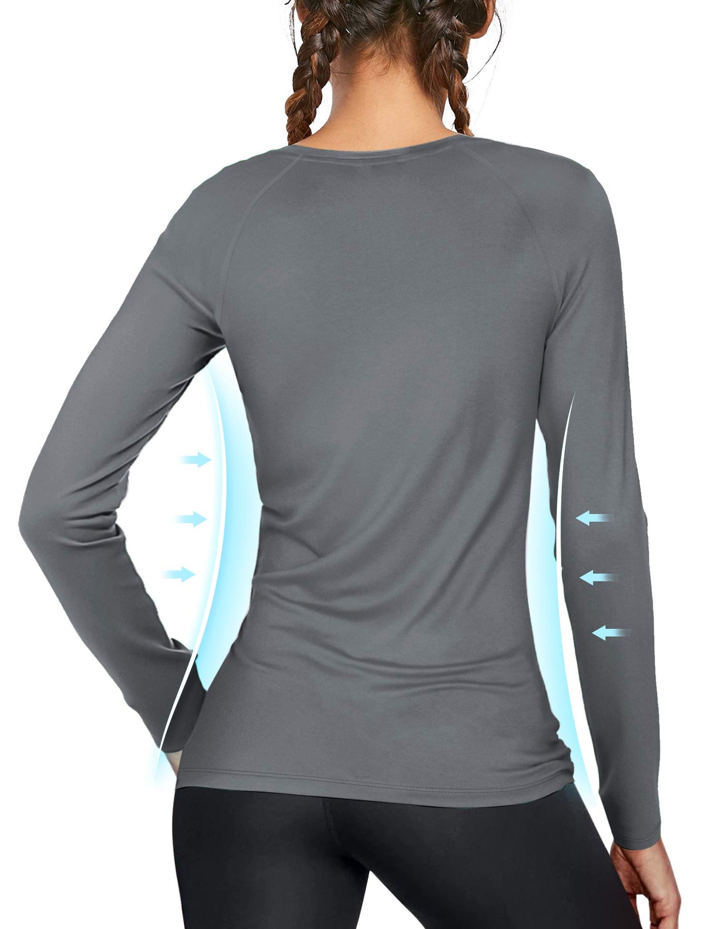 isnowood Women's Sun Protection Long Sleeve Shirts, 2 Pack UPF 50+ UV Rash Guard Swim Shirt, Lightweight Workout Hiking Tops
