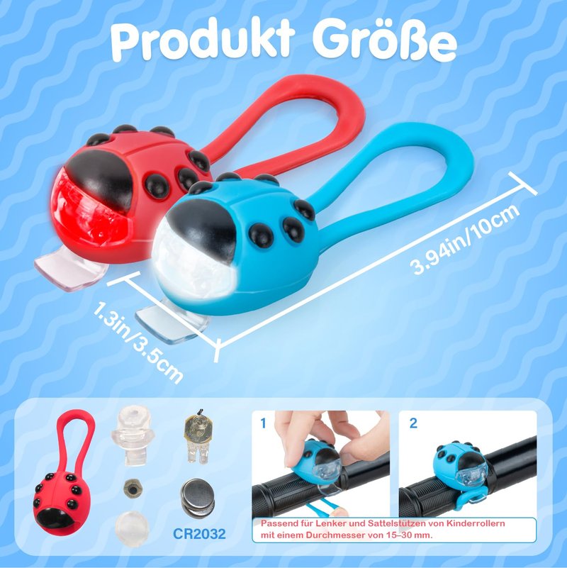 Gofimyee 2 Pack Kid Bike Light, for Kids Scooter, Waterproof with 3 Light Modes for Kids Scooter or Bycycle