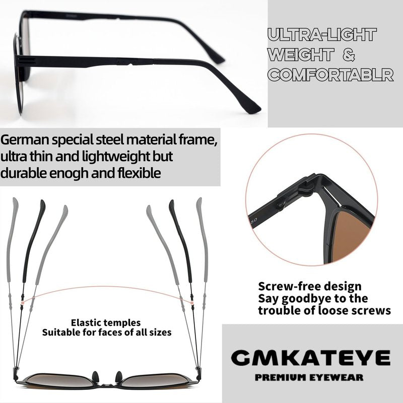 GMKATEYE Foldable Sunglasses Polarized for Women & Men - UV400 Protection Ultra Lightweight & Comfortable, Folding Classic Black Shades for Travel Driving