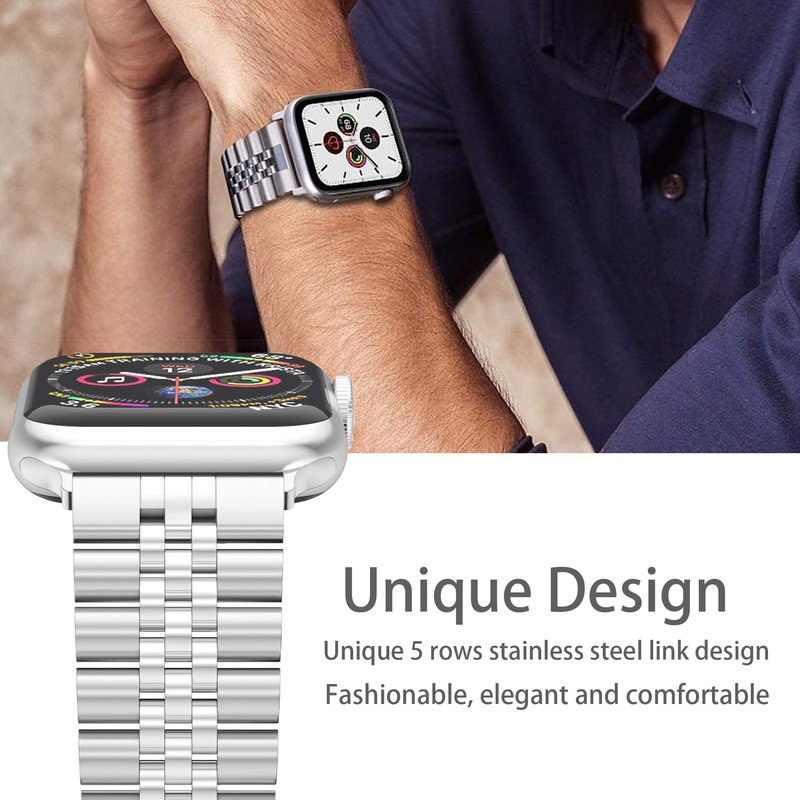 Lamshaw Compatible with CARBINOX Vortex bands, Solid Stainless Steel Heavy Band with Butterfly Folding Clasp Link Bracelet Compatible with CARBINOX Vortex, X-Ranger, Vortex, Vesta, Blaze Round, Blaze S, Blaze Square Smart Watch (Silver)