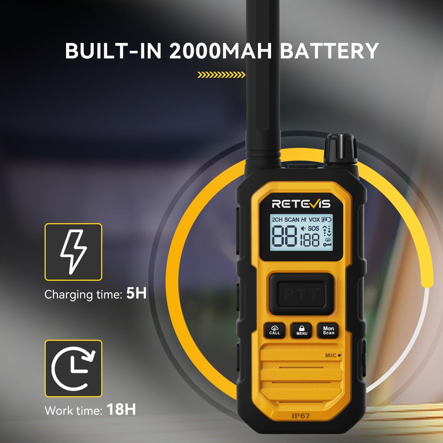Retevis RB48PLUS GMRS Walkie Talkies Long Range,IP67 Waterproof Heavy Duty Two Way Radios,Repeater Capable,Vibration Alert,NOAA,SOS,for Hurricane Preparedness,Emergency Communication,Outdoor(2 Pack)