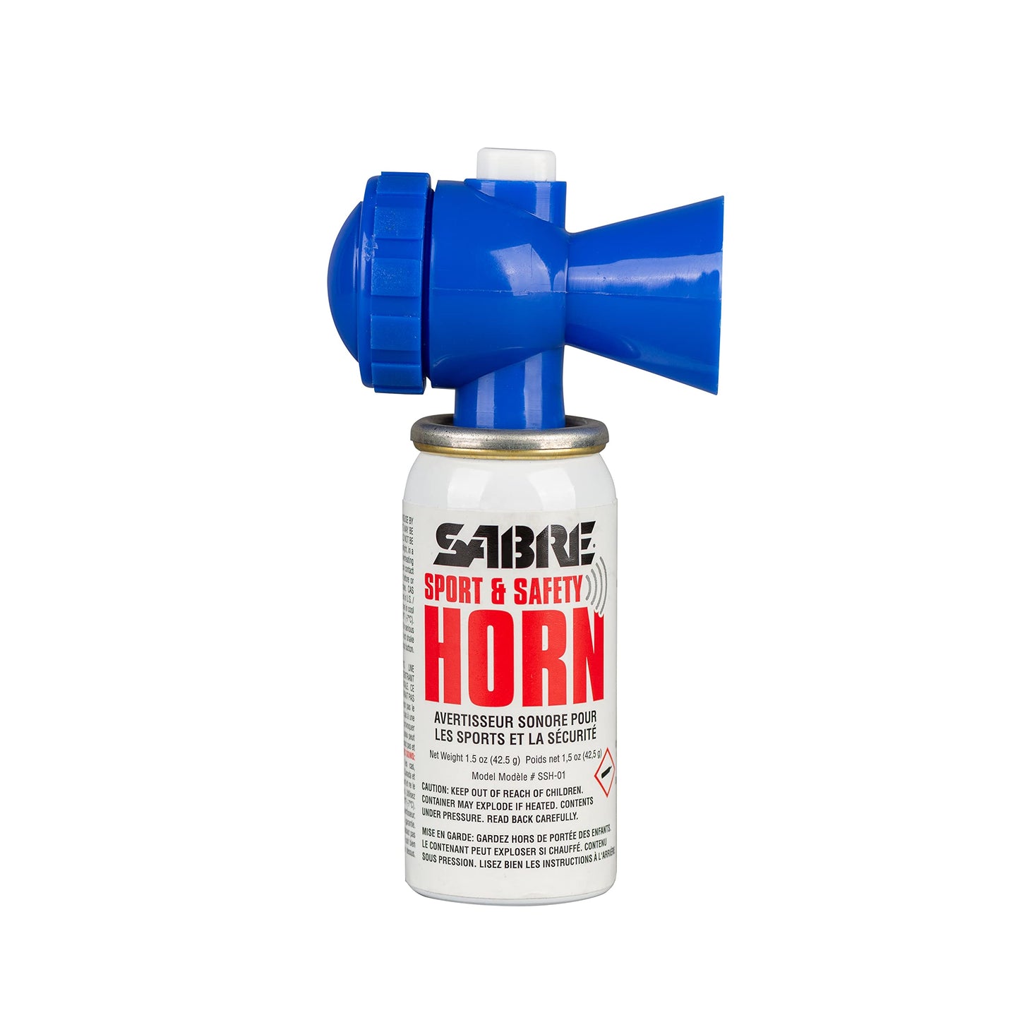 SABRE Sport and Safety Horn, 115 dB Air Horn, 60 ¼ Second or 25 ½ Second Bursts, Audible Up To 1/2-Miles (804-Meters), Perfect for Use at Sporting Events, Boating, Camping, Hiking