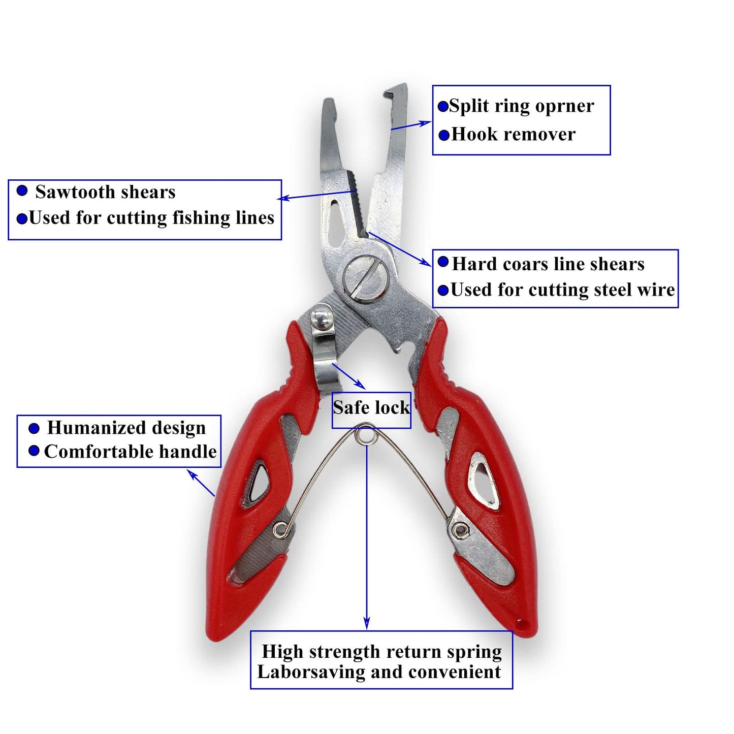 Pack of 201pcs Fishing Stainless Steel Split Rings 5 Sizes and Plier Set, Split Ring Capable of withstanding Large tensile Force and Fishing Plier Tool Kit for Saltwater Fishing Lure Connectors… (Red)
