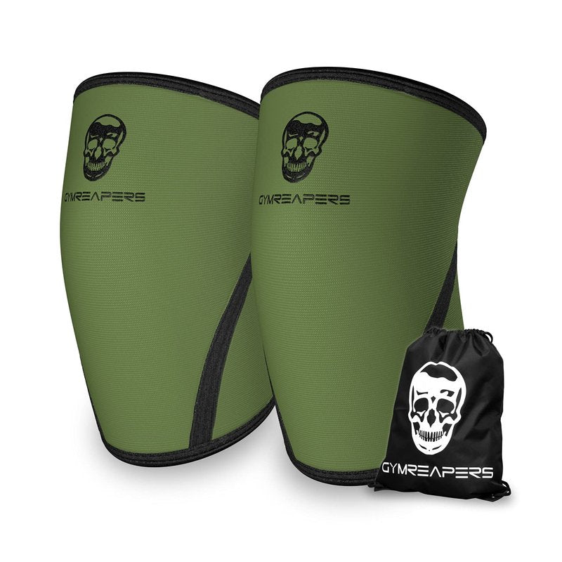 Knee Compression Sleeves for Squats & Weightlifting - 7MM Neoprene Support | Military Green/Black, XX-Large