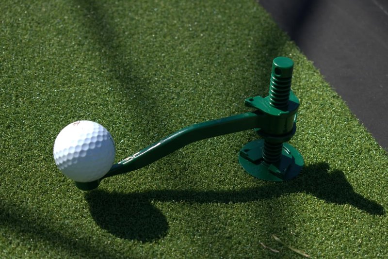 Golf Tee for Mat, Rotating Golf Tee, Adjustable Height with Flexible Arm for Driving Range, Backyard, Garage. Indoor-Outdoor. Made in USA