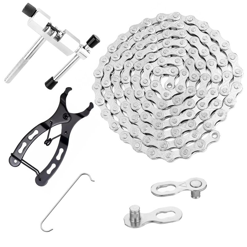 Bike Chain Kit, JLMIH 6/7/8 Speed Multi-Function Bike Mechanic Repair Kit for Road/MTB Bike City Bikes, BMX Bikes with Quick Release Buckle, Bike Link Plier -Hook -Chain Breaker - 116 Links