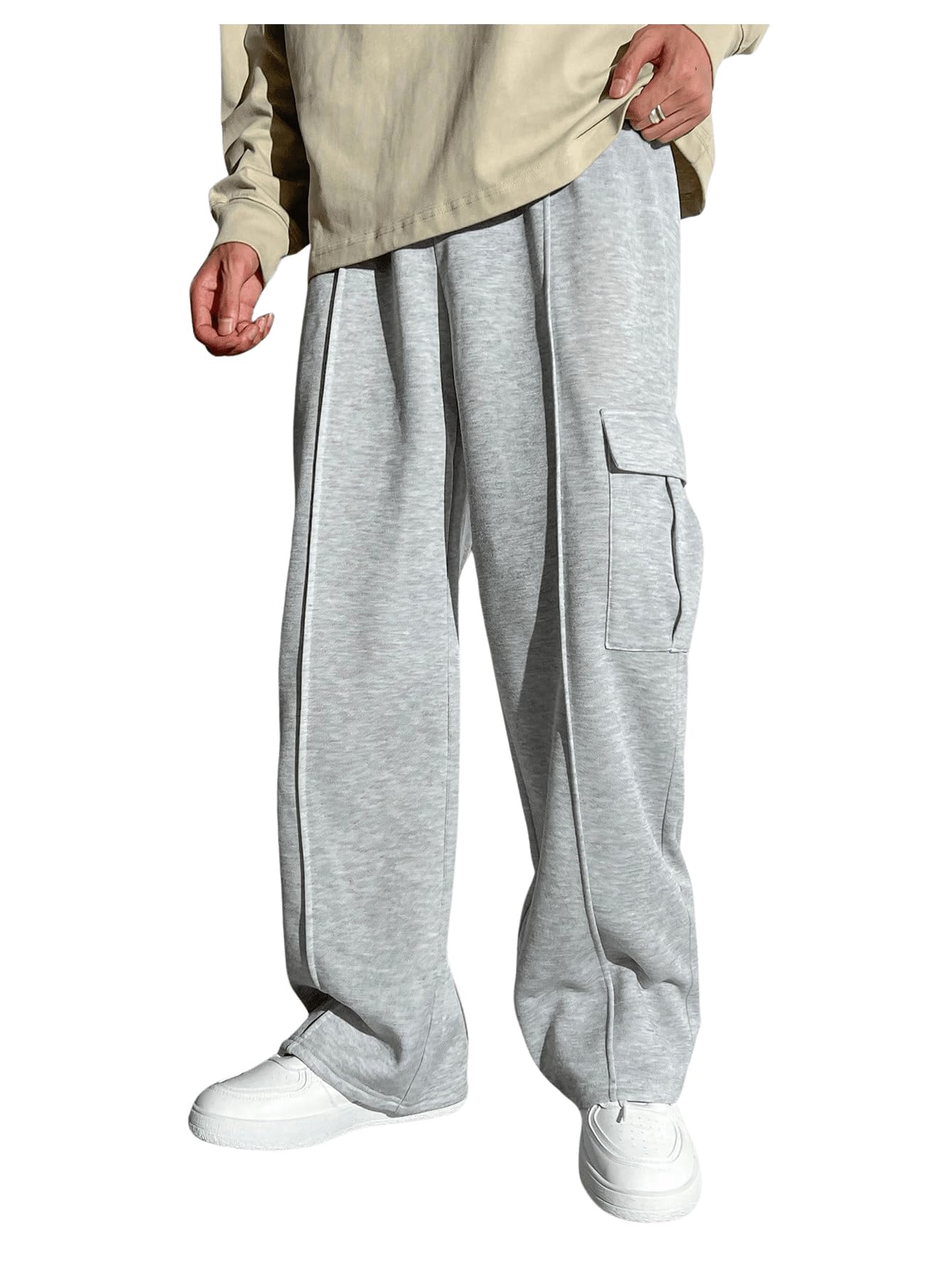 RoseSeek Boy's Wide Leg Sweatpants Athletic Baggy Pants Thermal Long Cargo Pants Joggers Trousers Grey 12 Years
