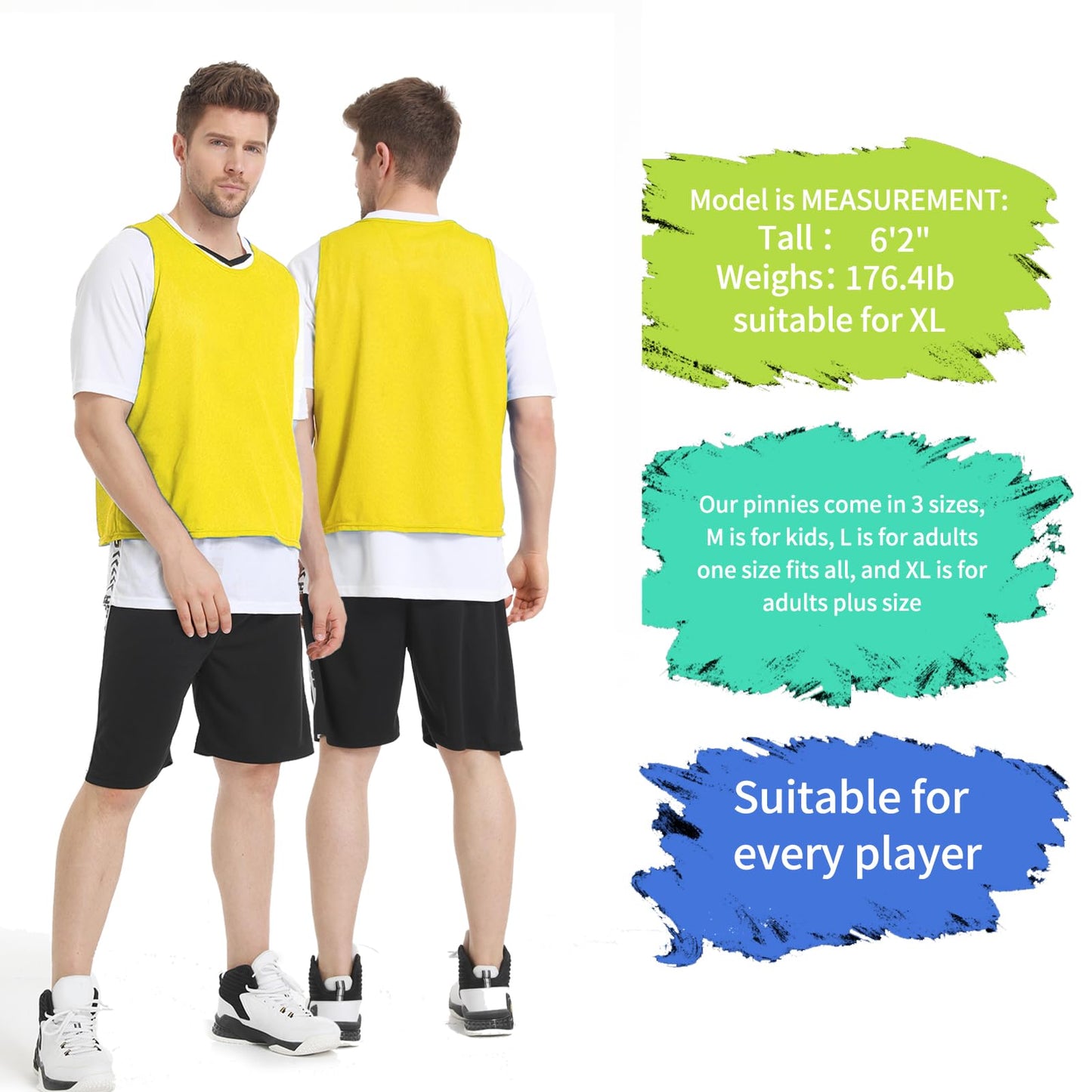 PULUOMASI 12/24/48PCS Pinnies Youth Team Pennies for Sports Kids and Scrimmage Vests for Soccer Basketball Jersey Practice