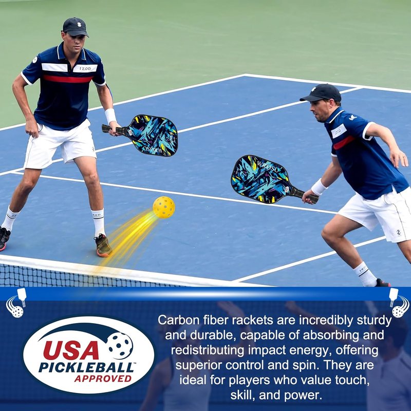 Carbon Fiber Pickleball Paddles Set - USAPA Approved Lightweight Rackets for All Ages | 2 or 4 Paddles, Balls & Bag