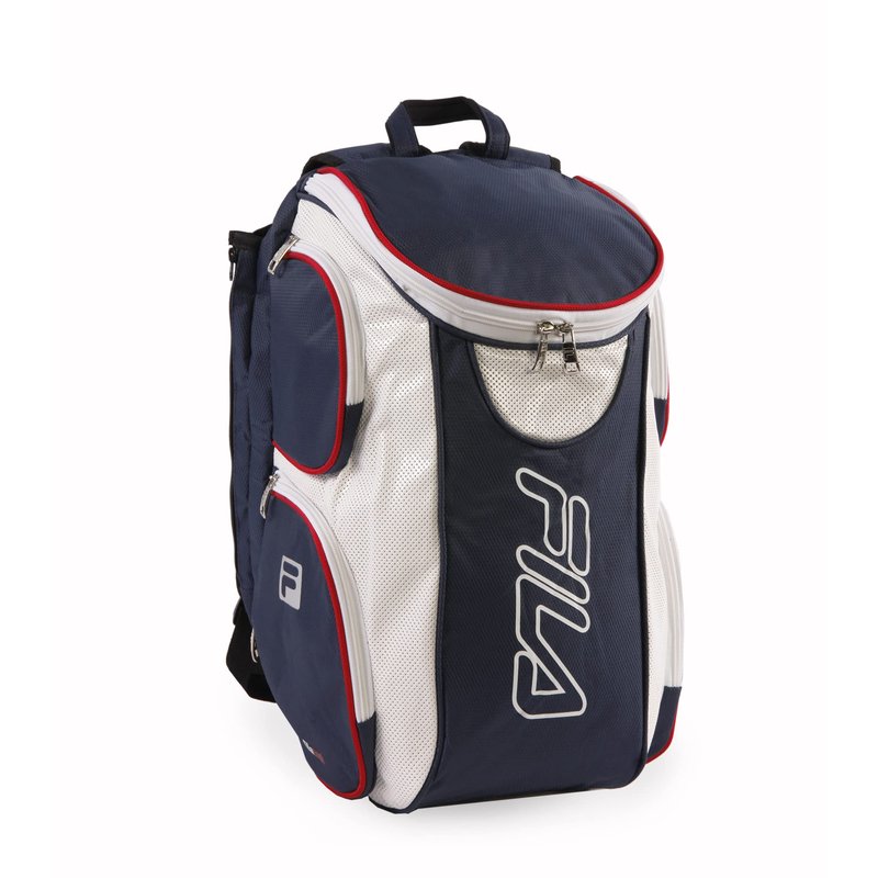 Fila Ultimate Tennis Backpack with Shoe Pocket, Navy/White/Red