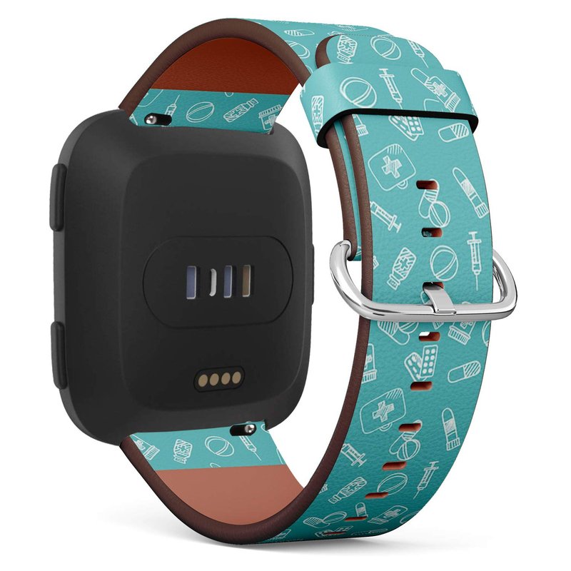 Q-Beans Replacement Band, Compatible with Fitbit Versa/Versa 2 / Versa Lite - Leather Band Bracelet Strap Wristband Accessory with Quick-Release Pins // International Nurse Day Card Pharmacy