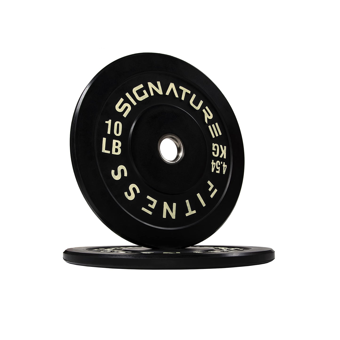 Signature Fitness 2" Olympic Bumper Plate Weight Plates with Steel Hub, 10LB Pair, Black