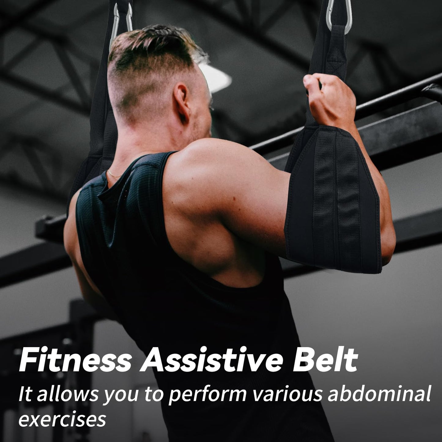 SUGOOE Hanging Ab Straps for Core Strength and Abdominal Training with 2 Rust-Resistant Carabiners, Pull Up Straps for Ab Workouts at Home and Gym (Pair)