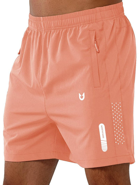 NORTHYARD Men's Athletic Running Shorts Gym Workout 7"/9"/5" Quick Dry Lightweight Sports Basketball Tennis 3 Zipper Pockets PINKORANGE-5inch 3XL