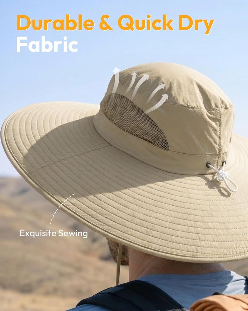 Men's Sun Hat - Super Wide Brim Waterproof Fishing & Hiking Bucket Hat | Breathable Outdoor Gear