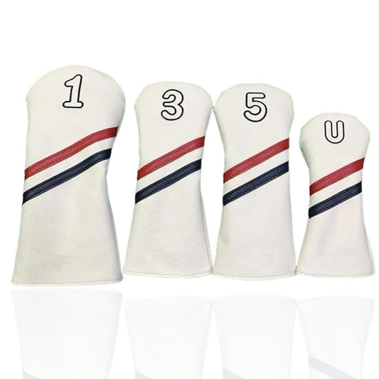 Golf Club Head Covers for Driver Fairway Woods and hybrids - Leather Head Covers disigned to fit All Drivers and Woods - Embroidery Number Vintage Leather Style - Soft and Delicate Interior