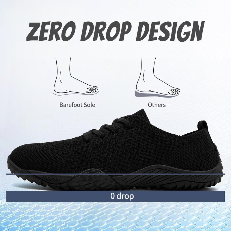 WCIDFY Barefoot Shoes Women Zero Drop Gym Walking Shoes Non Slip Minimalist Tennis Lightweight Breathable Yoga Sneakers Black 8