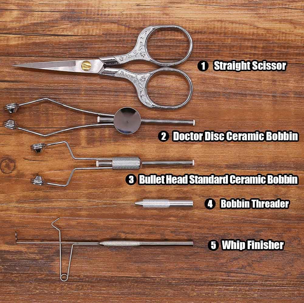 XFISHMAN Fly Tying Kit for Beginners - 5-in-1 Starter Set with Bobbin, Threader, Scissors & Whip Finisher