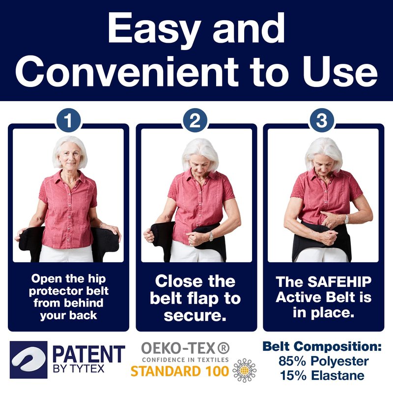 SAFEHIP Active Hip Protector Belt Fall Fracture Injury Prevention Hip Pads for Elderly Seniors, Comfortable and Breathable to Wear for Men and Women, Medium 38-42 inches by TYTEX