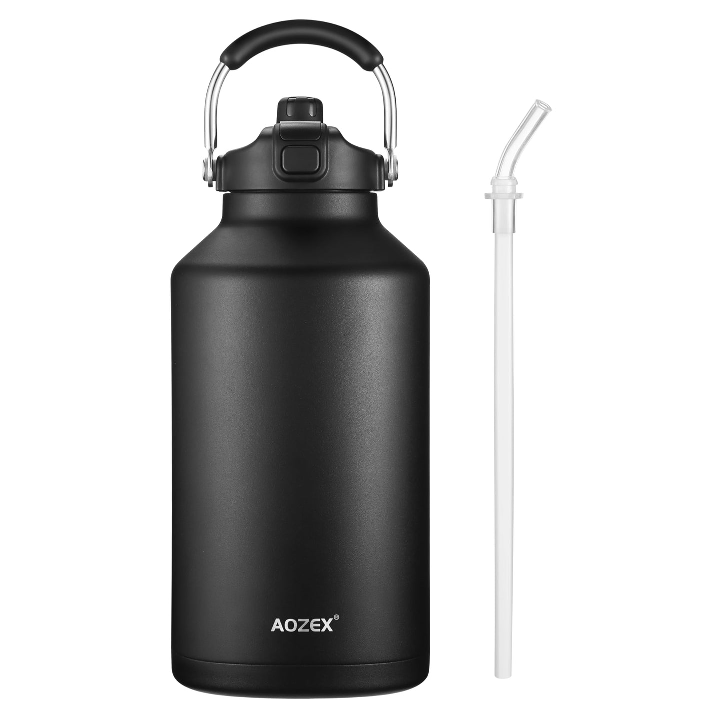 AOZEX 1 Gallon Water Bottle with Straw, Big 128 oz Insulated Water Bottle Sports 1 Gallon Water Jug with 2 in 1 Lid, Large Water Bottle Metal One Gallon Jug Stainless Steel Water Bottles with Handle