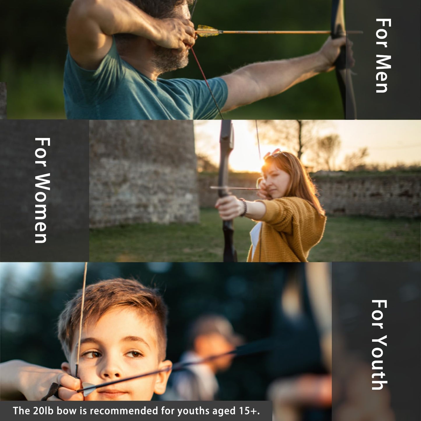 SOPOGER Archery Bow and Arrow Adult - Takedown Recurve Bows Archery Set for Adults Youth Beginner 20lbs 30lbs 40lbs Left and Right Handed Outdoor Target Practice Hunting (PRO KIT 20LBS)