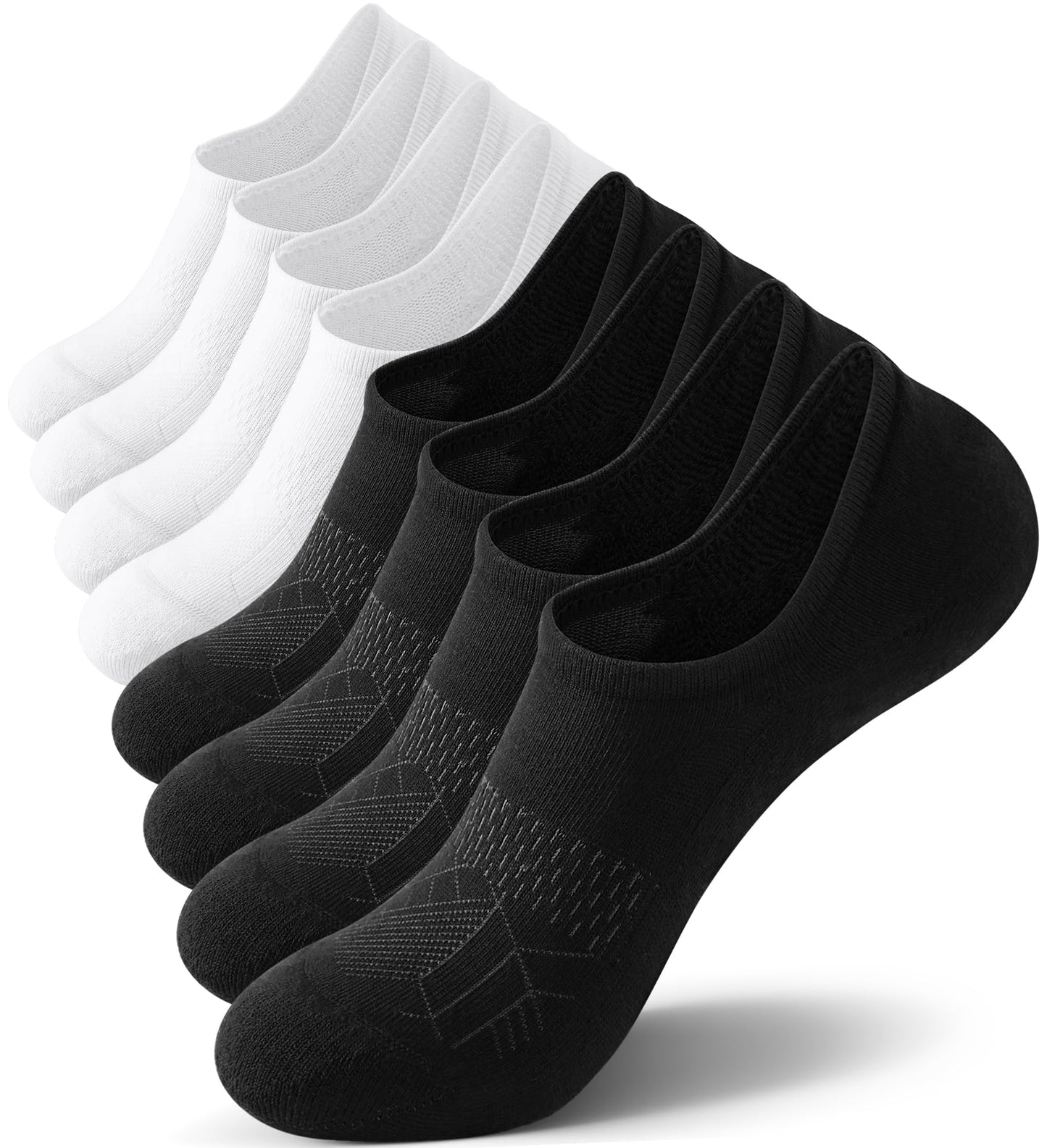 FITRELL No Show Socks Womens and Men - Athletic Cushioned Low Cut Ankle Socks Invisible Non-slip Liner Running, 8 Pairs Basic Black+White, Small