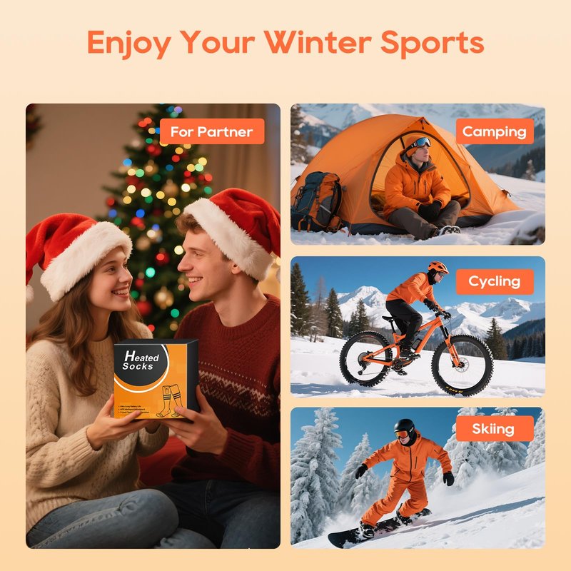 Heated Socks, APP Control Electric Heated Socks for Men Women, Rechargeable Battery Powered Warm Socks, Washable Thermal Socks Foot Warmer for Winter Hunting Skiing Hiking