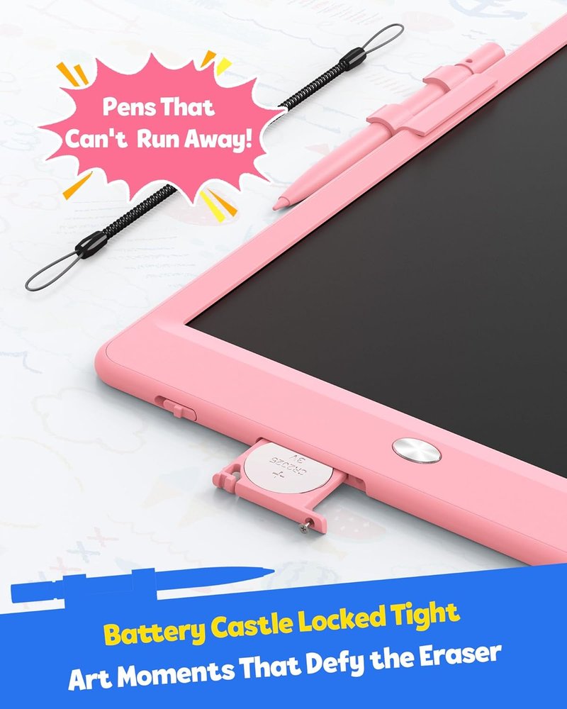 LCD Writing Tablet for Kids - 10-Inch Mess-Free Doodle Board | Travel Toy for Boys & Girls (Pink)