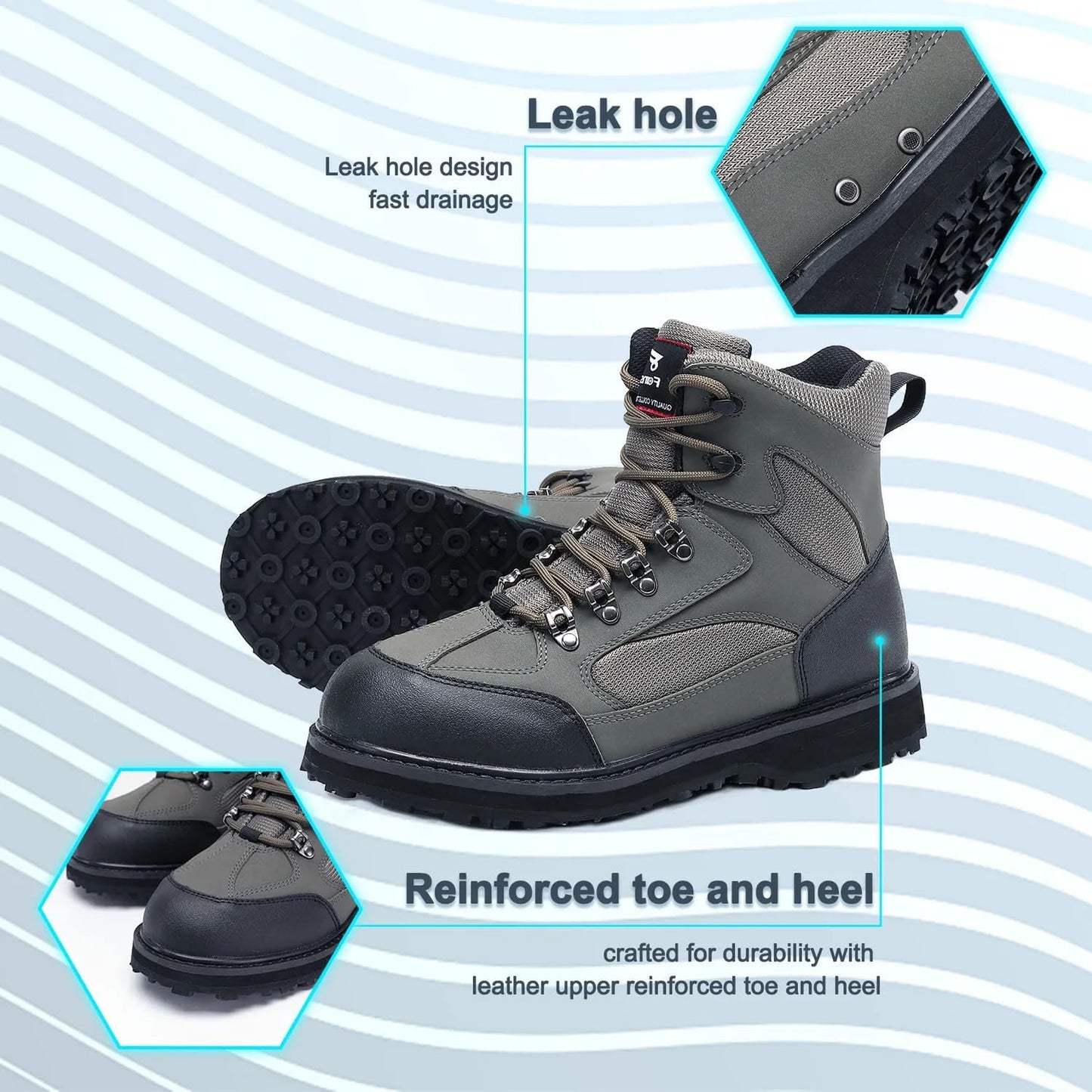 Men's Wading Boots - Anti-Slip Rubber Sole for Fishing & Hunting | Comfortable & Durable