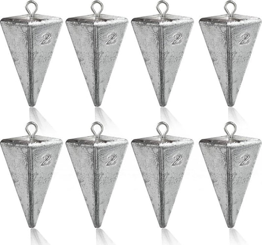 Pyramid Sinkers Fishing Weights - Durable Saltwater Tackle for Surf Fishing | 1 oz, 2 oz, 3 oz Options