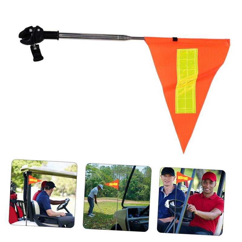Beatifufu Reflective Golf Cart Safety Flag Telescopic Pole Orange Triangle Flag for Wheelchair and Golf Cart Accessories High Visibility Safety